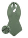 Costumi intero floreale scollo all'americana verde anni '40