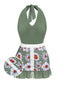 Costumi intero floreale scollo all'americana verde anni '40