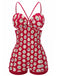 Costumi intero stampa floreale con spalline rosso anni '50
