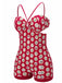 Costumi intero stampa floreale con spalline rosso anni '50