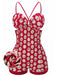 Costumi intero stampa floreale con spalline rosso anni '50