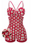 Costumi intero stampa floreale con spalline rosso anni '50