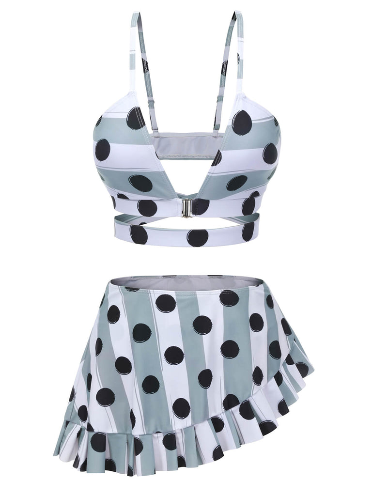 Costumi a pois a righe volant con spalline anni '40