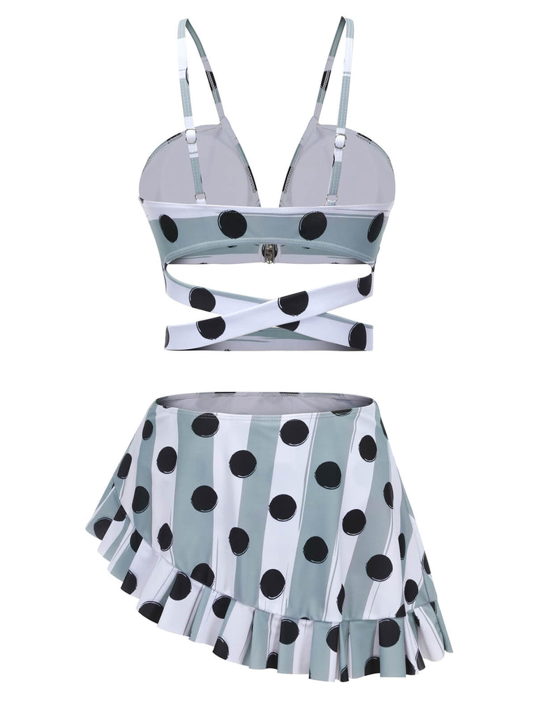 Costumi a pois a righe volant con spalline anni '40