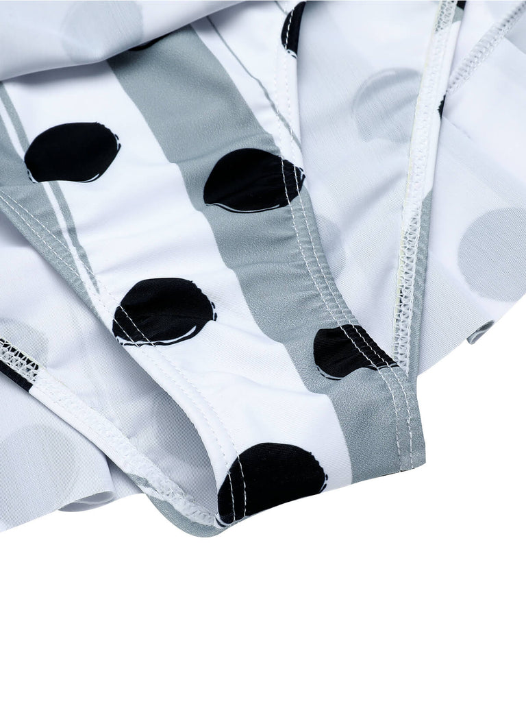 Costumi a pois a righe volant con spalline anni '40
