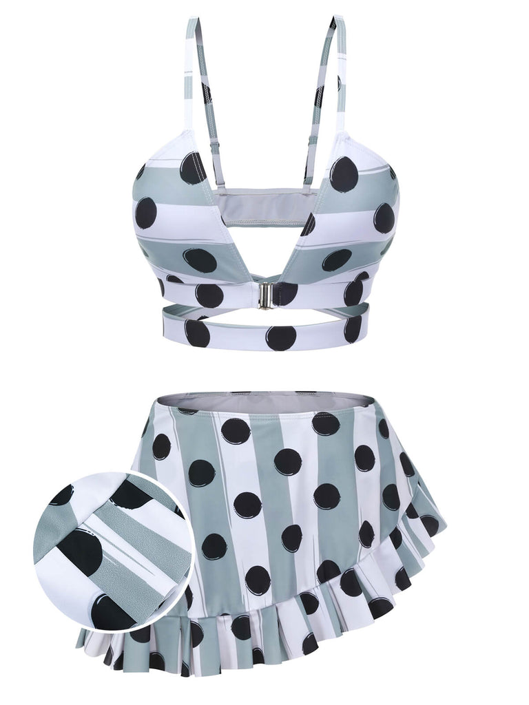 Costumi a pois a righe volant con spalline anni '40