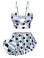Costumi a pois a righe volant con spalline anni '40