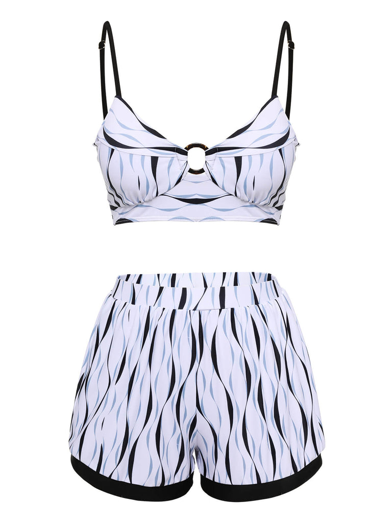 Costumi increspature dell'acqua con spalline patchwork anni '50