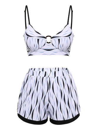 Costumi increspature dell'acqua con spalline patchwork anni '50