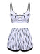 Costumi increspature dell'acqua con spalline patchwork anni '50