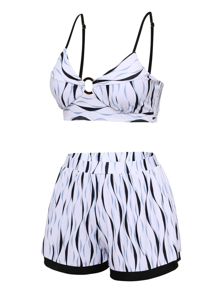 Costumi increspature dell'acqua con spalline patchwork anni '50