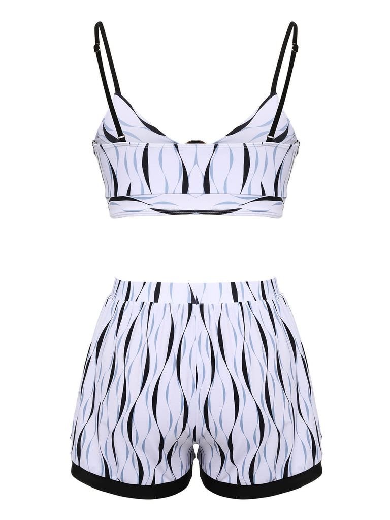 Costumi increspature dell'acqua con spalline patchwork anni '50