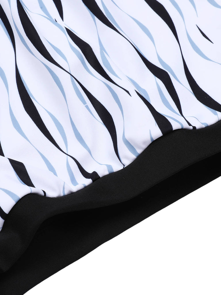 Costumi increspature dell'acqua con spalline patchwork anni '50