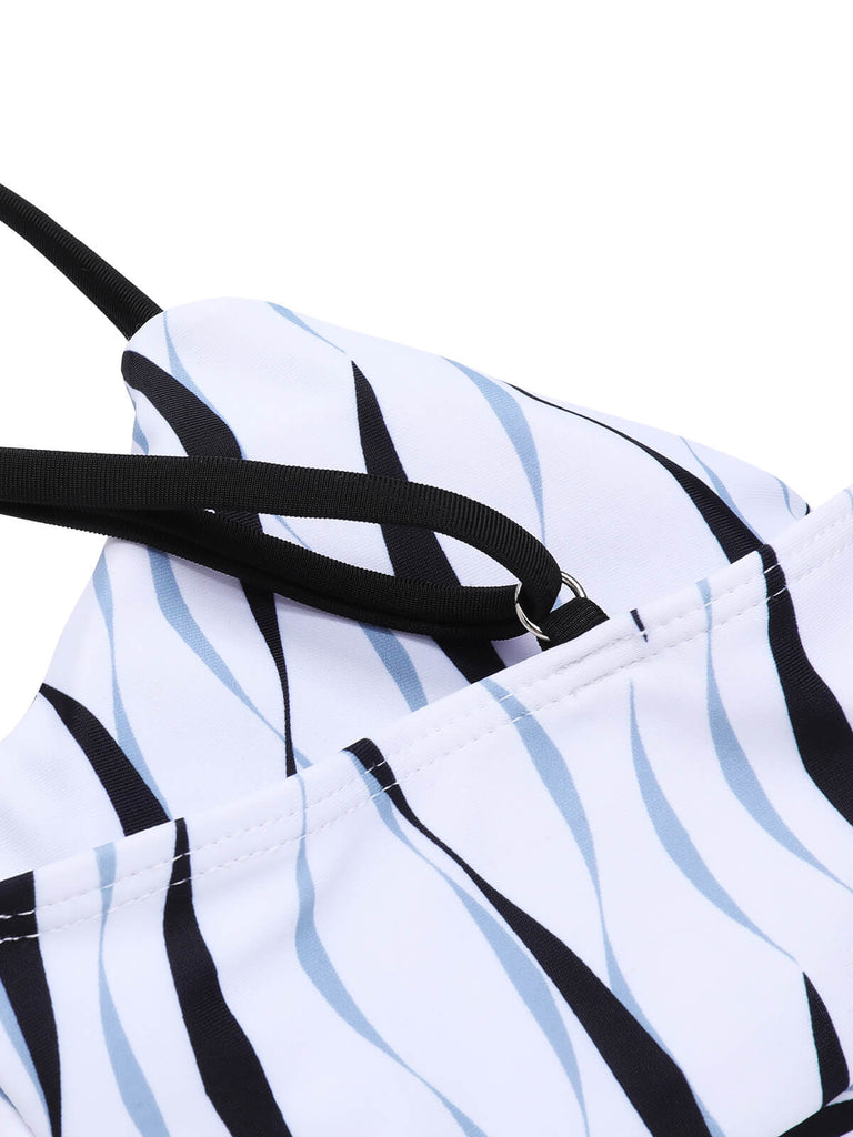 Costumi increspature dell'acqua con spalline patchwork anni '50