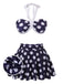 Costumi a pois scollo all'americana  blu navy anni '40