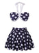 Costumi a pois scollo all'americana  blu navy anni '40