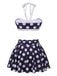 Costumi a pois scollo all'americana  blu navy anni '40