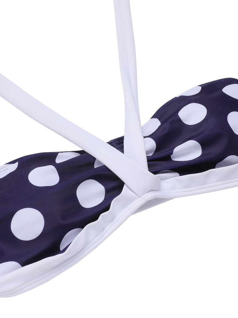 Costumi a pois scollo all'americana  blu navy anni '40