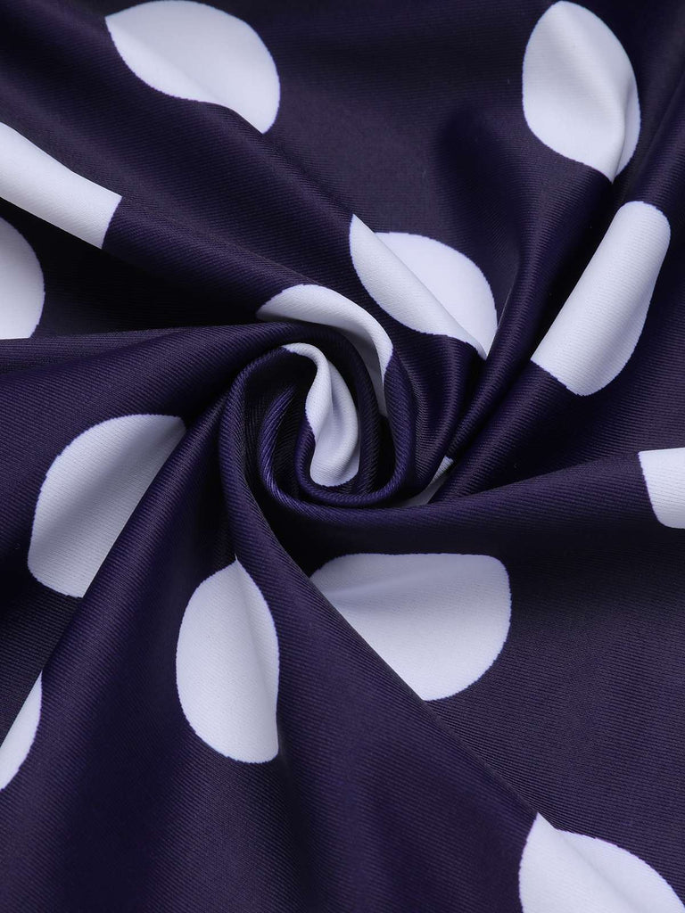 Costumi a pois scollo all'americana  blu navy anni '40