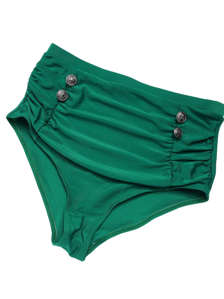 Costumi plissettato spalline a margherita verde anni '50