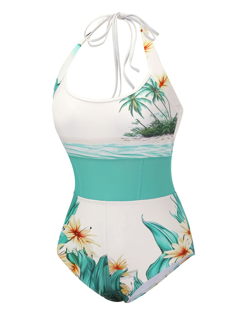 Costumi intero palme da cocco e spiaggia anni '50
