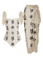 Costumi intero e copricostume stampa floreale beige anni '50
