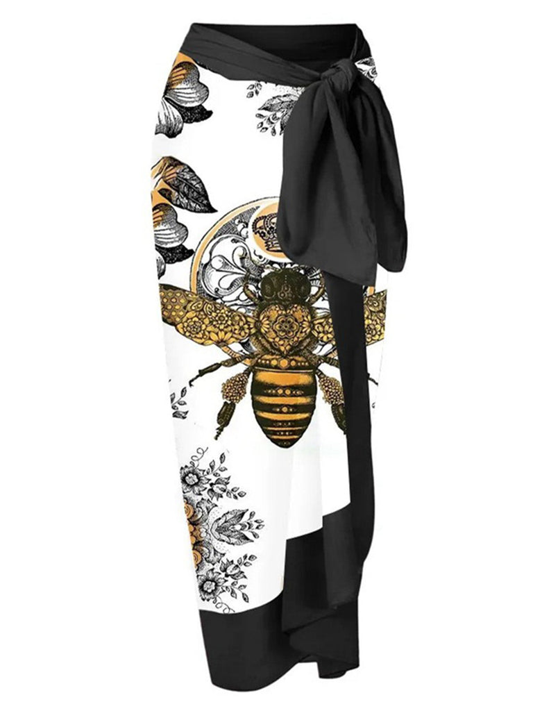 Costui intero e copricostume ape bianco e nero anni '50