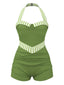 [Prevendita] Costumi intero patchwork scollo all'americana verde anni '40