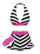 Bikini a contrasto fiocco volant a righe nere anni '50