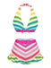 Set bikini a righe volant a contrasto arcobaleno anni '50