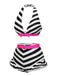 Bikini a contrasto fiocco volant a righe nere anni '50