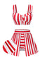 Set bikini con spalline a righe rosso anni '50