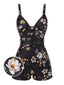 Costumi intero motivo floreale spalline sottili nero anni '40