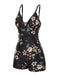 Costumi intero floreale con spalline nero anni '40