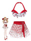 2PCS Bikini e copricostume cintura in vita rosso ciliegia anni '50