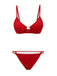 2PCS Bikini rosso e copricostume rose anni '60
