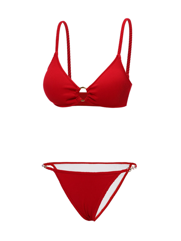 2PCS Bikini rosso e copricostume rose anni '60