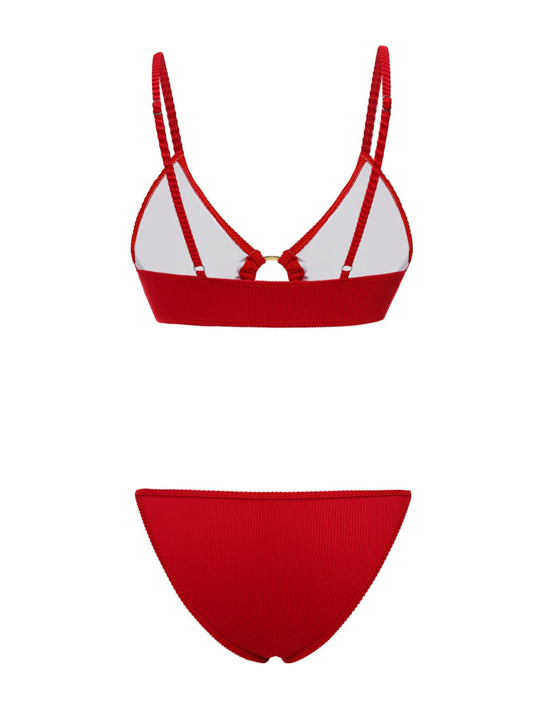 2PCS Bikini rosso e copricostume rose anni '60