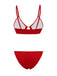 2PCS Bikini rosso e copricostume rose anni '60