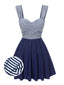 Abito da bagno a righe spalline larghe blu anni '40