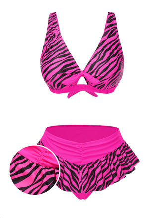 Set Bikini stampa zebrata spalline sottili rosa  anni '50