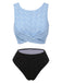 Set tankini in jacquard floreale con canotta blu anni '50