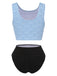 Set tankini in jacquard floreale con canotta blu anni '50