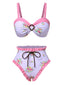 Set bikini floreale con orlo arricciato rosa anni '50