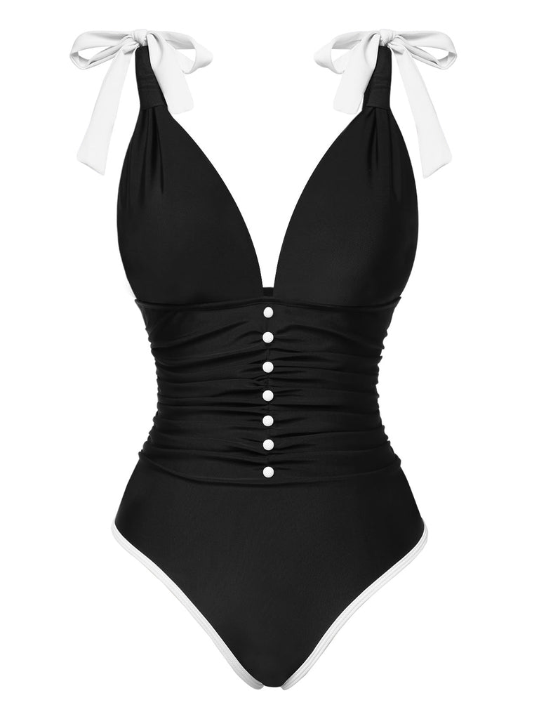 Costumi con lacci e spalline fiocco nero anni '50