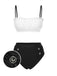 Set bikini in pizzo colorblock bianco e nero anni '30