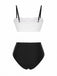 Set bikini in pizzo colorblock bianco e nero anni '30