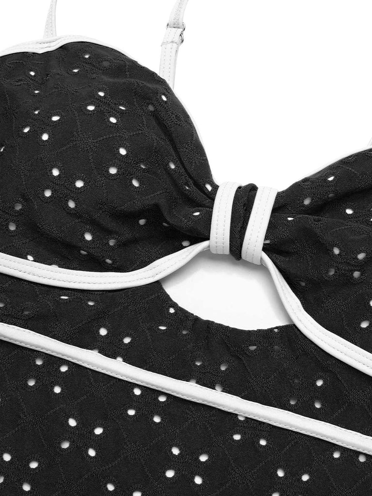 Costumi intero con spalline e finiture a contrasto anni '60
