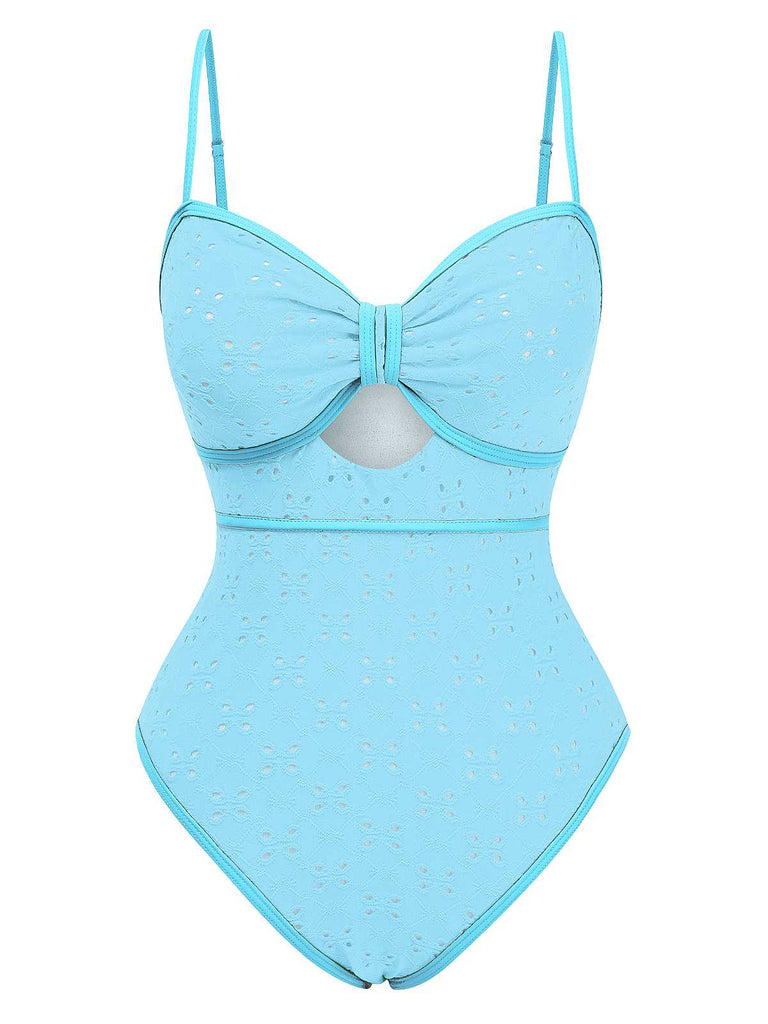 Costumi intero con spalline e finiture a contrasto anni '60