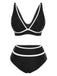 Set bikini a vita alta con finiture a contrasto anni '50
